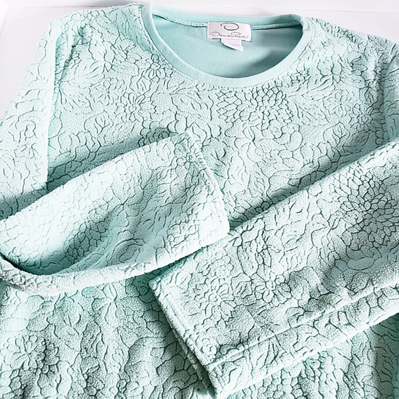 Oscar de la Renta Fleece Floral Pullover Sweater M - Picture 3 of 5